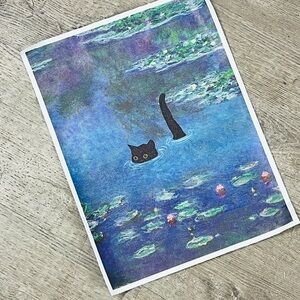 Cat floral abstract Monet Canvas